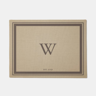 Minimal Monogram Welcome | Brown Border Doormat