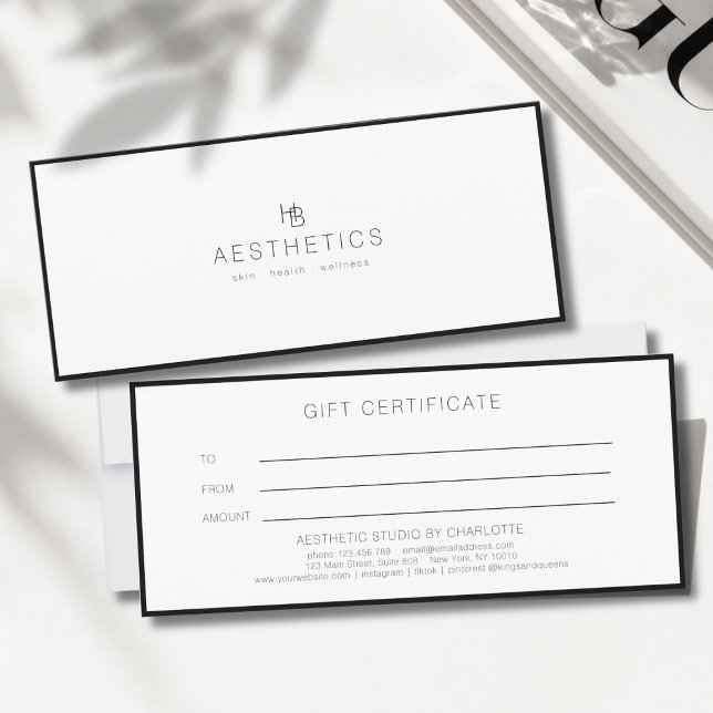  Minimal Monogram White Salon Gift Certificate (Minimal Monogram White Salon Gift Certificate)