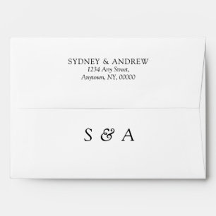 Minimal Monogram White Wedding Return Address Envelope