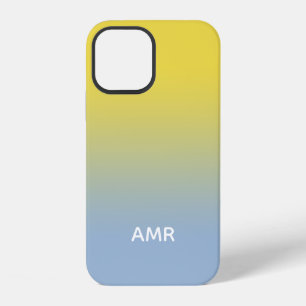 Minimal Monogram Yellow to Light Blue Gradient iPhone 12 Case