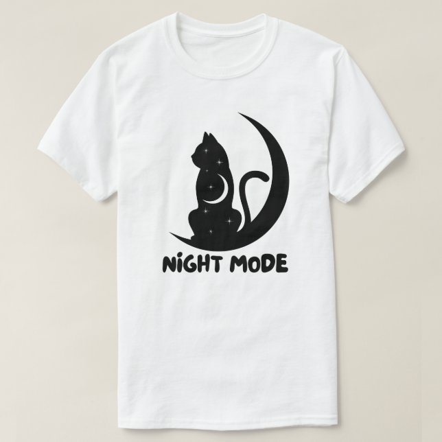 Minimal Moon Cat Design T-Shirt (Design Front)