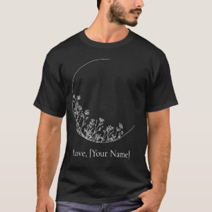 Minimal Moon Floral Aesthetic Custom Name T-Shirt
