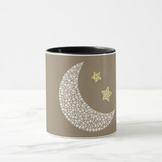 Minimal Moon & Gold Stars Celestial Coffee Mug