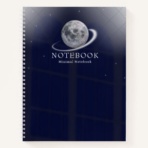 Minimal Moon Space Personalised Notebook
