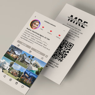 Minimal Mortgage Broker IG Beige Sand Realtor Business Card