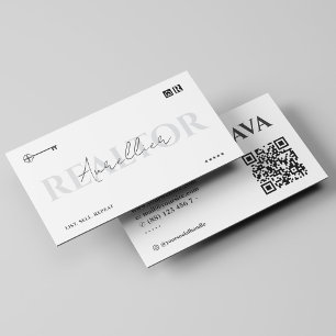 Minimal Mortgage Realtor Broker Key Script White Business Card
