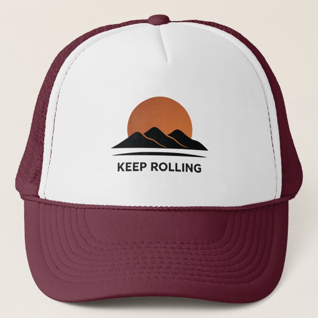 Minimal Mountain Design Sunset Trucker Hat (Front)