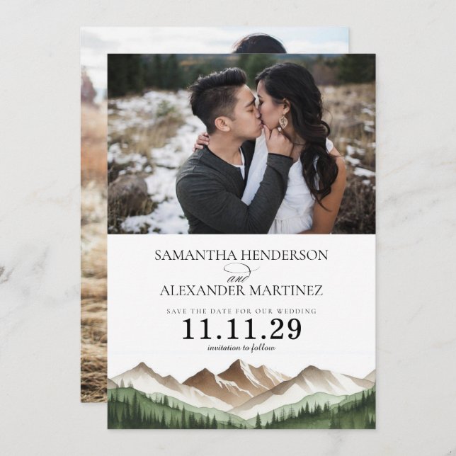 Minimal Mountain Save The Date (Front/Back)