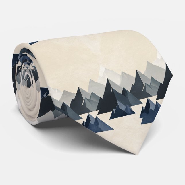 Minimal Mountain Silhouette Pattern Tie (Rolled)