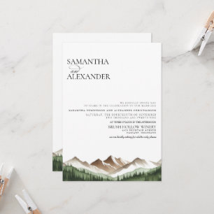 Minimal Mountain W/ Details Wedding Invitation