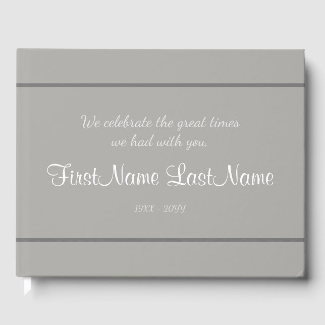 Minimal & Mournful Wake Service Guest Book (Front)
