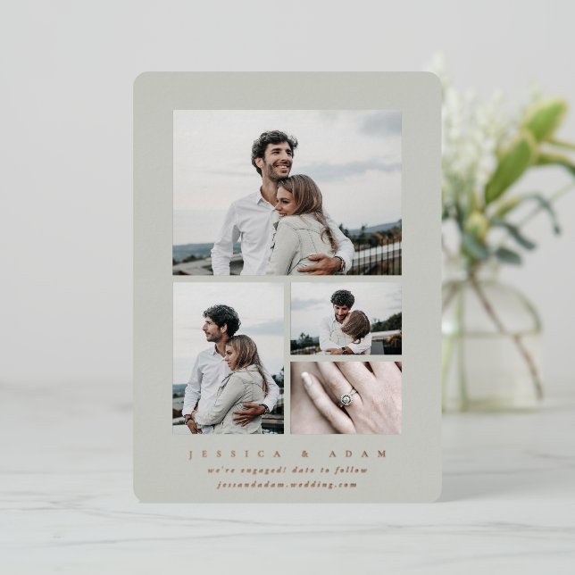 Minimal Multi Photo Foil Engagement Announcement (Standing Front)