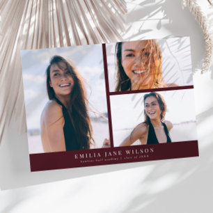 Minimal Multi Photo Graduation Announcement Red
