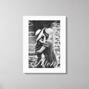 Minimal Mum Script Black & White Photo Keepsake Canvas Print