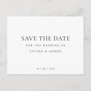 Minimal Muslim Wedding Non-Photo Save The Date Announcement Postcard