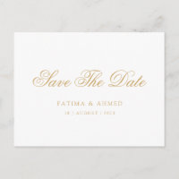 Minimal Muslim White Gold Script Save The Date