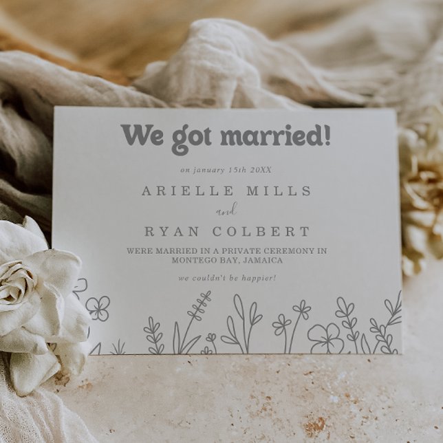Minimal Muted Grey Wildflower Elopement Announcement (Creator Uploaded)