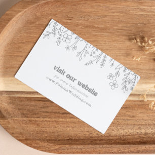 Minimal Muted Grey Wildflower Wedding Website Enclosure Card