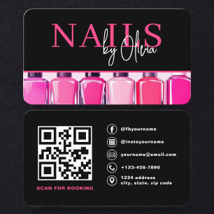 Minimal Nail Artist QR Code Business Card