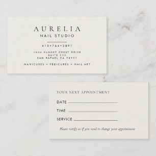Minimal Nail Tech Appointment Card