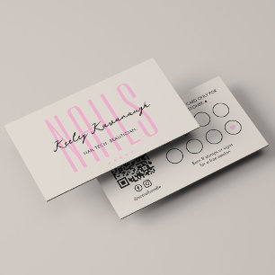 Minimal Nail Technician Pink Sand Rewards  Loyalty Card