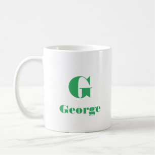 Minimal Name Initial Letter Solid Colour green Coffee Mug