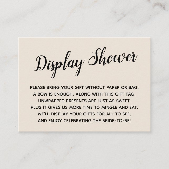 Minimal Natural Cream No Wrap Bridal Shower Gift Enclosure Card (Front)