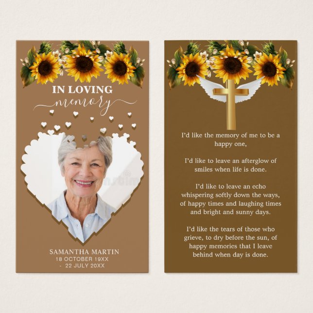 Minimal Natural Memorial Funeral Bookmark (Front & Back)