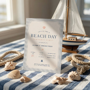 Minimal Nautical Beach Birthday Coastal Sailboat Invitation