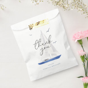 Minimal Nautical Sailboat Ahoy Boy's Thank You Favour Bags