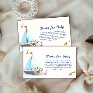 Minimal Nautical Sailboat Books For Baby Shower  Enclosure Card