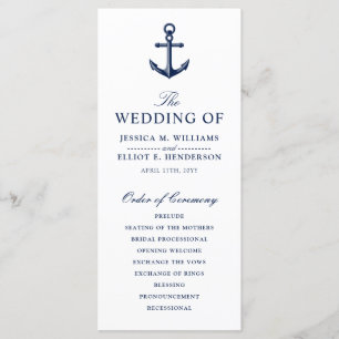 Minimal Nautical Wedding Program Programme