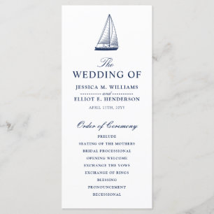 Minimal Nautical Wedding Program Sailboat Programme