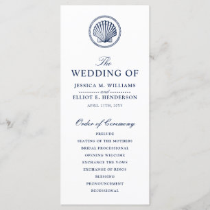 Minimal Nautical Wedding Program Seashell Theme Programme