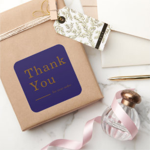 Minimal Navy Blue Custom Thank You Business Square Sticker