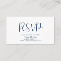 Minimal, Navy blue font, Wedding RSVP, respond