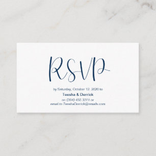 Minimal, Navy blue font, Wedding RSVP, respond Enclosure Card