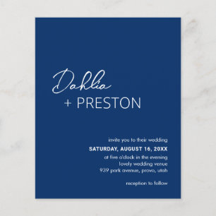 Minimal Navy Blue Modern Budget Wedding Invite