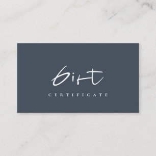 Minimal Navy Blue White Script Gift Certificate
