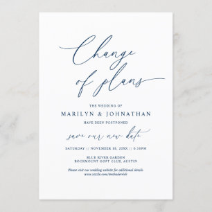 Minimal Navy, Change of plans, wedding postponed Invitation