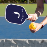 Minimal Navy Classic Monogram Pickleball Paddle<br><div class="desc">Masculine modern design features navy blue background with easy to use template for a single letter and name in stylish classic professional leterring. The design repeats on the reverse side. Perfect pickleball gift for him.</div>