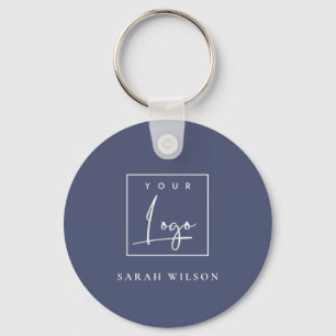 Minimal Navy Custom Promotional Business Logo Key Ring