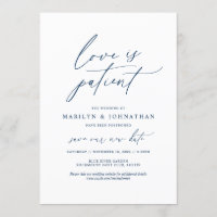 Minimal Navy, Love is patient, wedding postponed