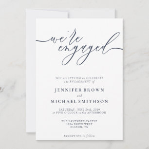 Minimal Navy Modern Engagement Invitation