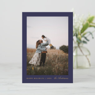 Minimal Navy Photo Christmas Holiday Card