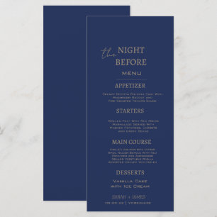 Minimal Navy Rehearsal Dinner the Night Before  Menu