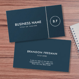 Minimal Navy & White Initials Realtor Branding Business Card
