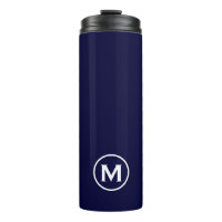 Minimal Navy White Monogram Travel Mug