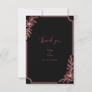 Minimal Neon Botanical Wedding Frame Thank You Card