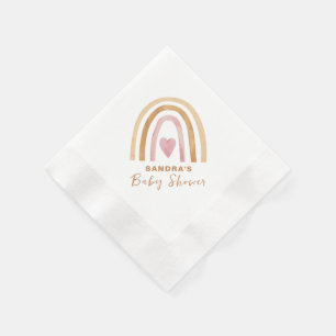 Minimal Neutral Boho Rainbow Baby Shower  Napkin